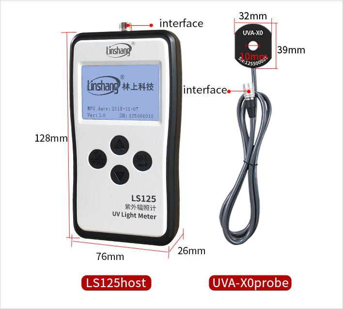 LS125, UV Light Meter+Probe, UVALED-3 Linshang LS125 UV Light Meter Test Ultraviolet Power UV Intensity Energy for UVA LED UVB UVC Waterproof Sensor … 