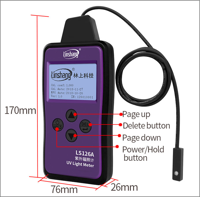 Radiometro UV LS126A – Misuratore Di Intensità Per LED UV, Ultrapiccolo, Con Funzione Statistica, Per Laboratorio E Industria