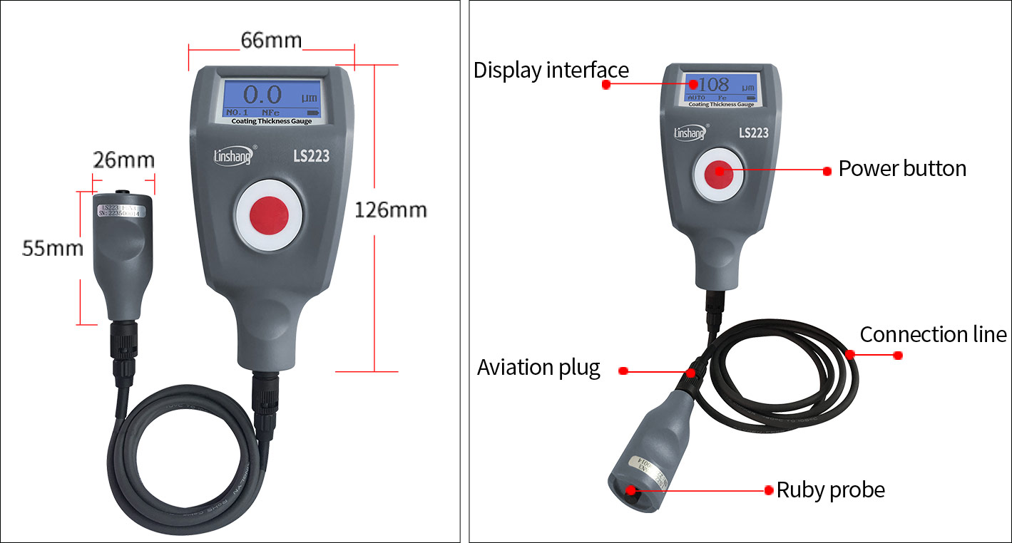 LS223 paint thickness meter dimension 