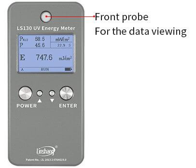 LS130 UV energy meter front detector position display