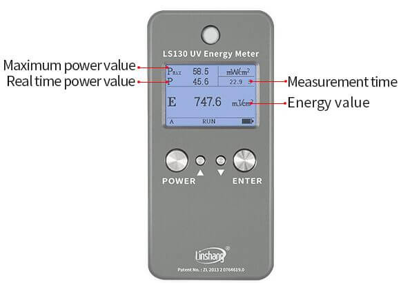 LS130 UV energy tester statistics function display LS130 UV energy tester statistics function display