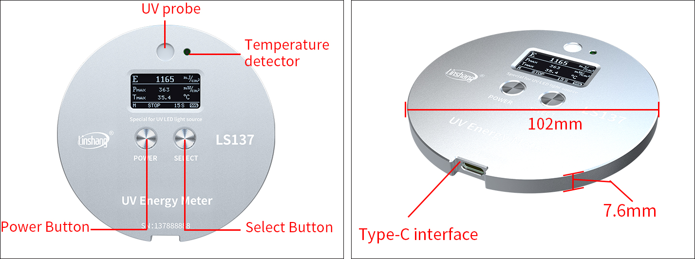 ls137 UV energy meter size
