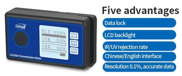 LS160A solar film UV tester display 