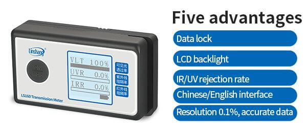 LS160 Portable Solar Film Transmission Meter Window Tint VLT UV IR Rejection 