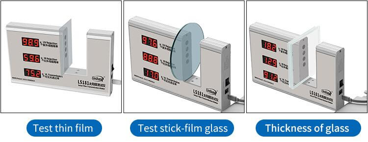 LS181 window tint detector test different materials