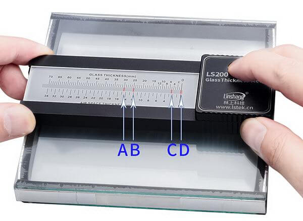 LS200 glass thickness gauge reading display