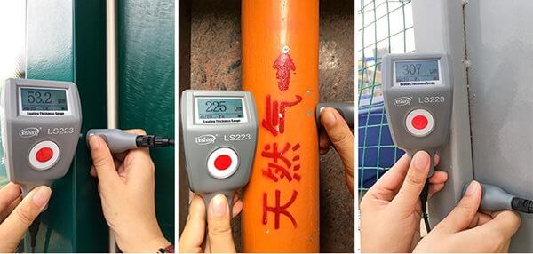 LS223 coating thickness gauge test different materials 