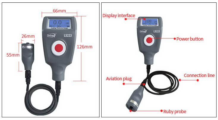 LS223 painting thickness meter dimension 