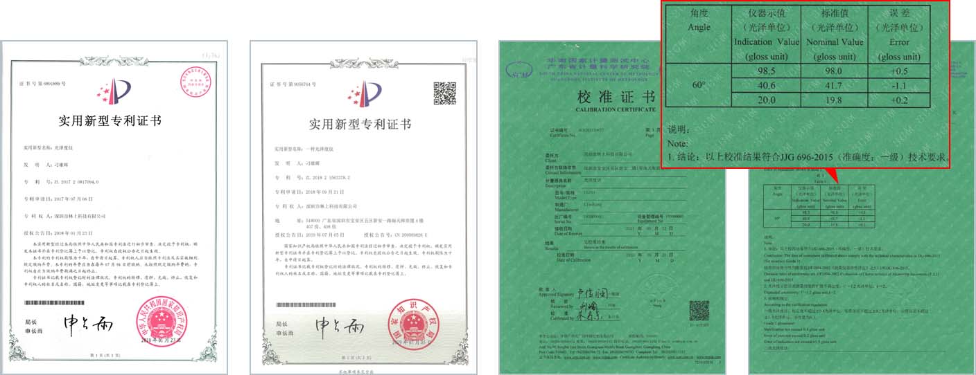 LS192 gloss meter certificates
