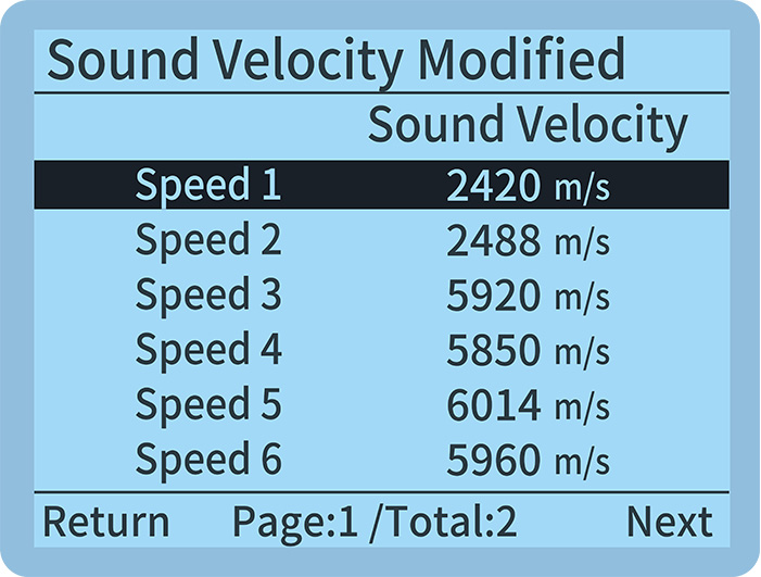 LS215 known thickness setting sound velocity