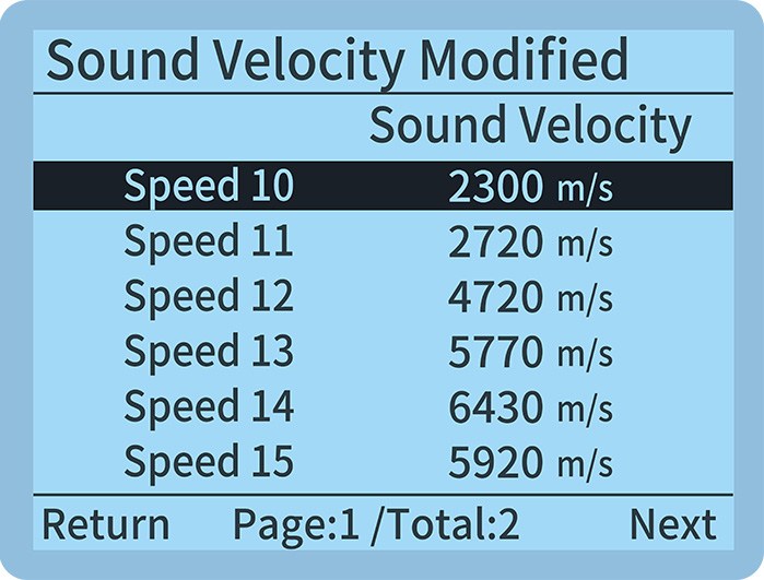 LS215 manual sound velocity setting