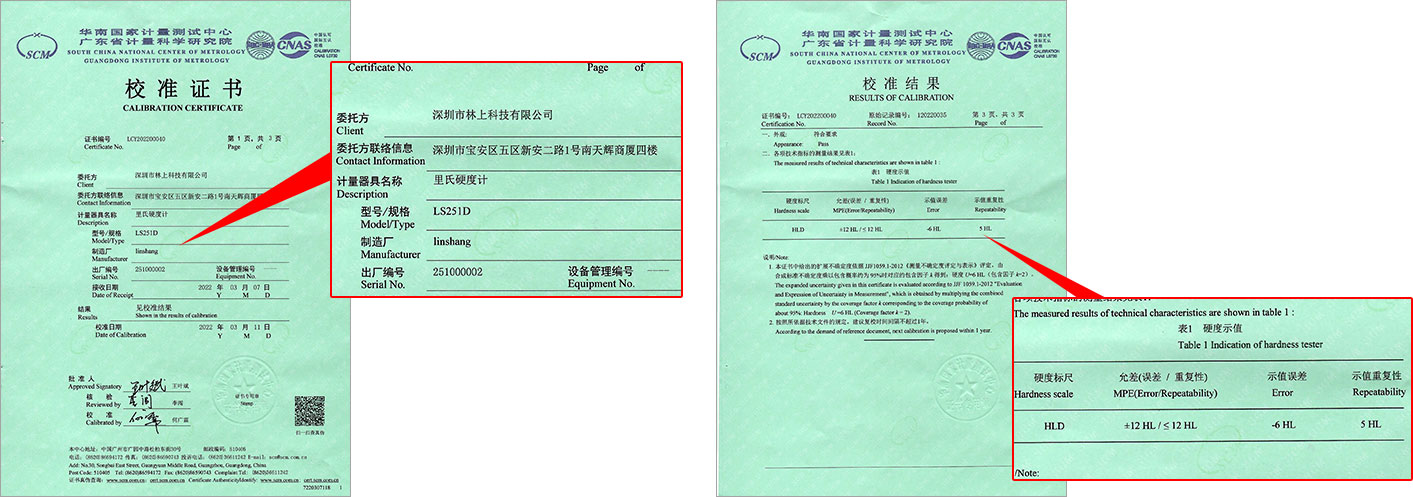 LS251D Сертификат о калибровке