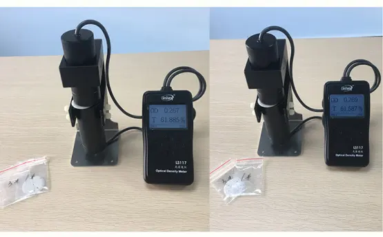  Measuring the Transmittance of the Watch Dial with Optical Density Meter