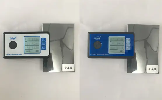 What is the Data Difference between 940nm and 1400nm Tint Meters for Testing the Same Film?