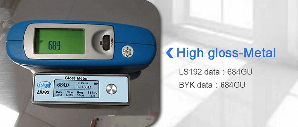 Linshang LS192 and BYK Glossmeter Measure Metal Gloss