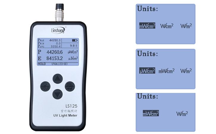  LS125 UV Intensity Meter switch the UV intensity unit