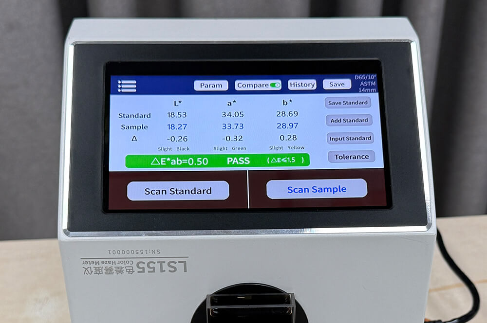 Measure the color of the standard and the sample Measure the color of the standard and the sample