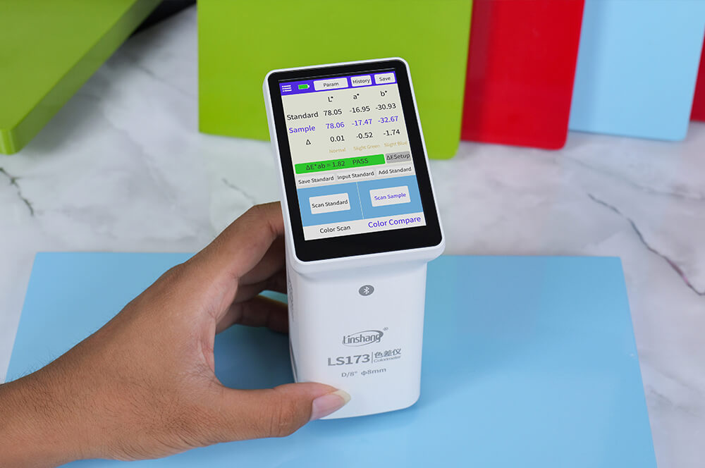 LS173 measures the color difference of Lacquered woods