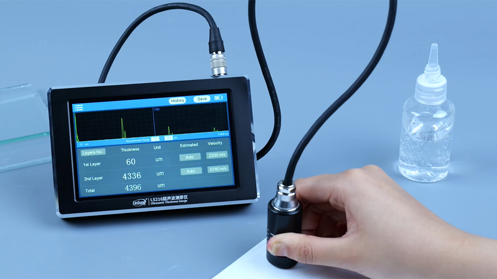 LS216 Ultrasonic Thickness Gauge Testing Multi-Layer Materials LS216 Ultrasonic Thickness Gauge Testing Multi-Layer Materials