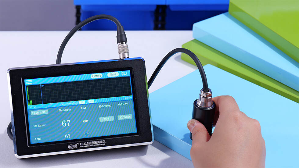LS216 ultrasonic thickness gauge test paint thickness on plastic