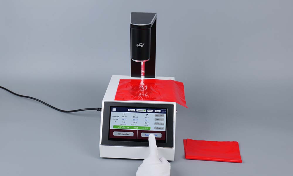 Measuring color difference of transparent films