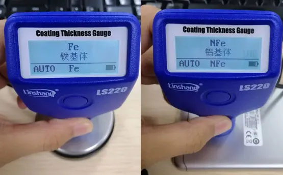 Coating thickness gauge ferrous and nonferrous measuring modes
