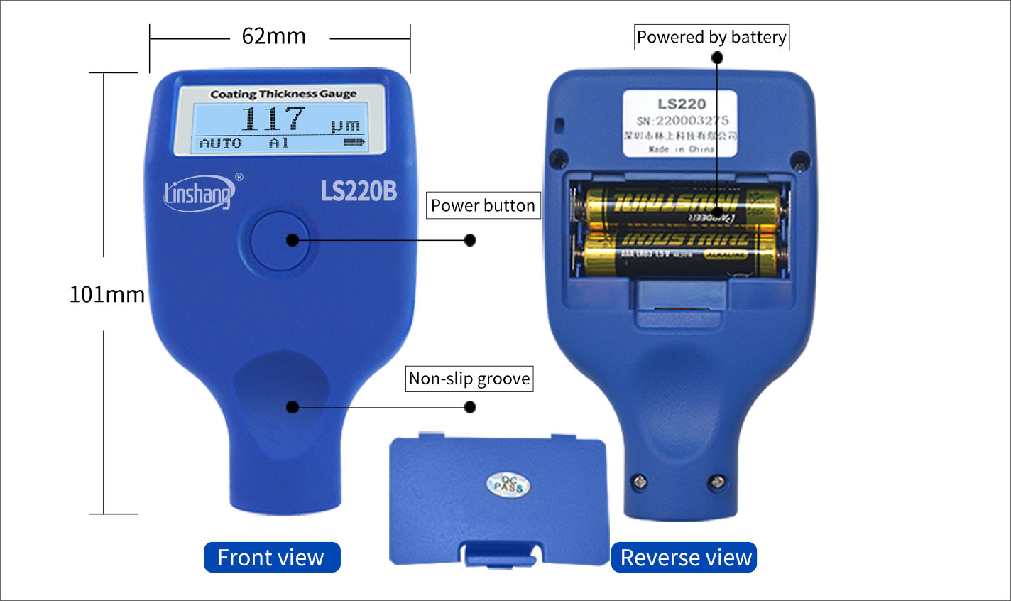 LS220B kaplama kalınlığı ölçer boyutu