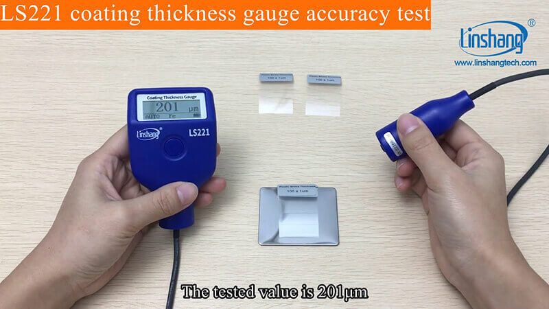 LS221 coating thickness gauge accuracy test